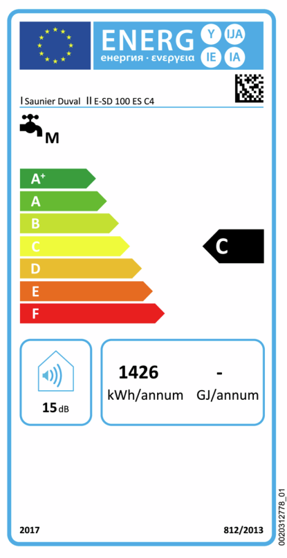 Etiqueta energética Termo SAUNIER DUVAL LineaAqua E-SD 50 ES C4 SLIM.png